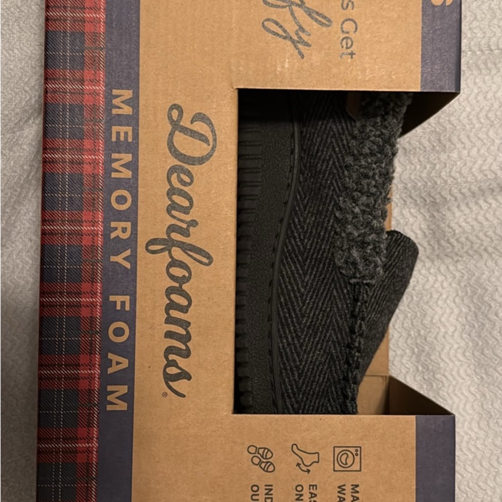 dearfoams Black Cozy Slip-On Slippers
